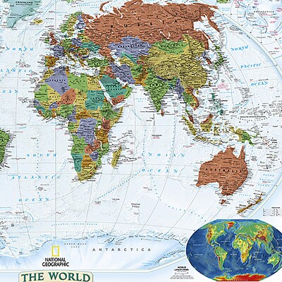National Geographic World Decorator Map, Enlarged and Laminated, 73" x 48" (NGMRE00622080)