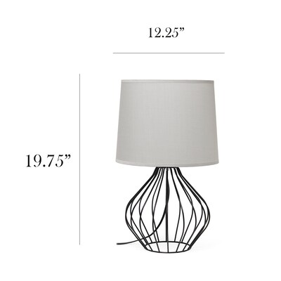 Simple Designs Geometrically Wired Table Lamp, Gray on Black (LT2086-GOB)