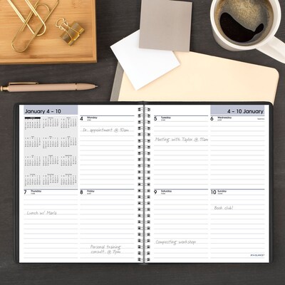 2027 AT-A-GLANCE DayMinder 7" x 8.75" Weekly Planner, Faux Leather Cover, Black (G535-00-27)