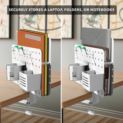 Mount-It! 360° Rotating Pegboard and Document Organizer with Accessories for Desks, White (MI-7301WHT)