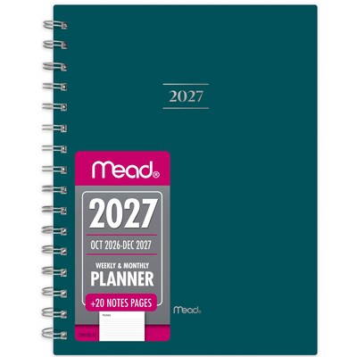 2027 Mead Essentials 6 x 8.5 Calendar Year Weekly & Monthly Planner, Plastic Cover, Teal (CRW430L4227)