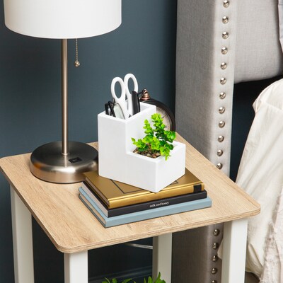 Mind Reader 2-Compartment Desk Organizer, White (PLANDORG-WHT)