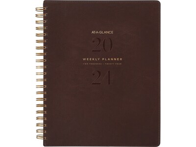 2024 AT-A-GLANCE Signature Collection 8.5 x 11 Weekly & Monthly Planner, Faux Leather Cover, Distr