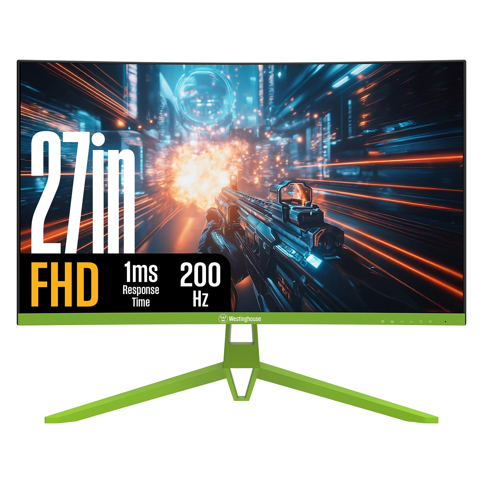 Westinghouse RX6250 27 Curved FHD 200Hz LED AMD FreeSync Gaming Monitor, Built in Speakers, Green (WC27RX6250G)