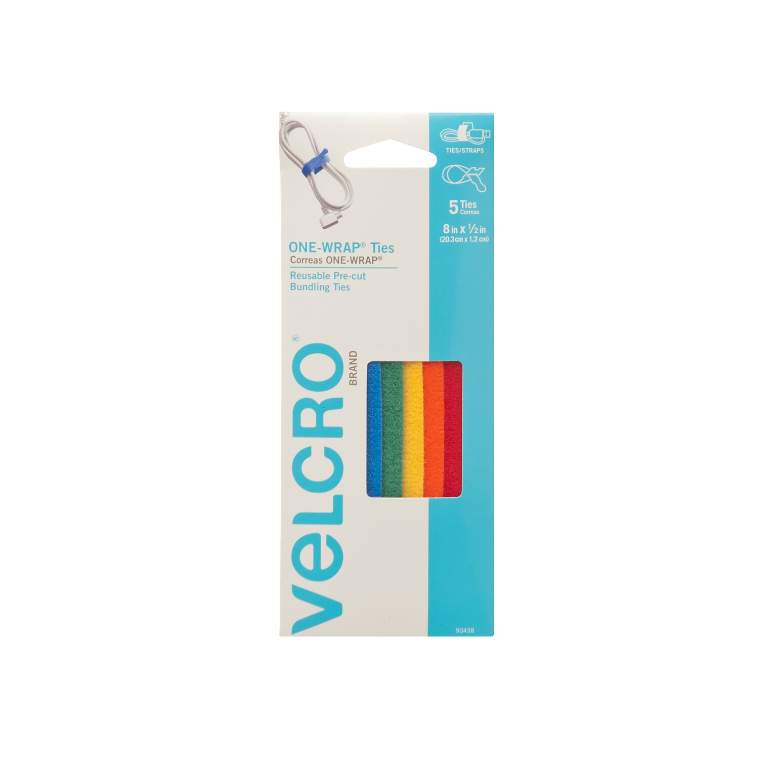 Velcro® Fasteners, 1/2x8 Straps, Assorted Colors