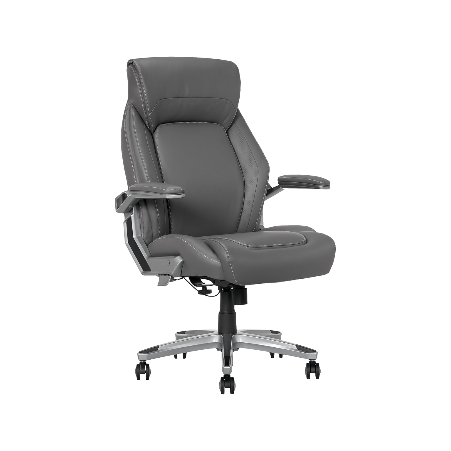 La-Z-Boy Meyer Ergonomic Bonded Leather Swivel Executive Chair, Gray (60082-GRY)