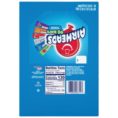 Airheads Variety Chewy Candy, 49.5 oz., 90 Bars/Box (220-00705)