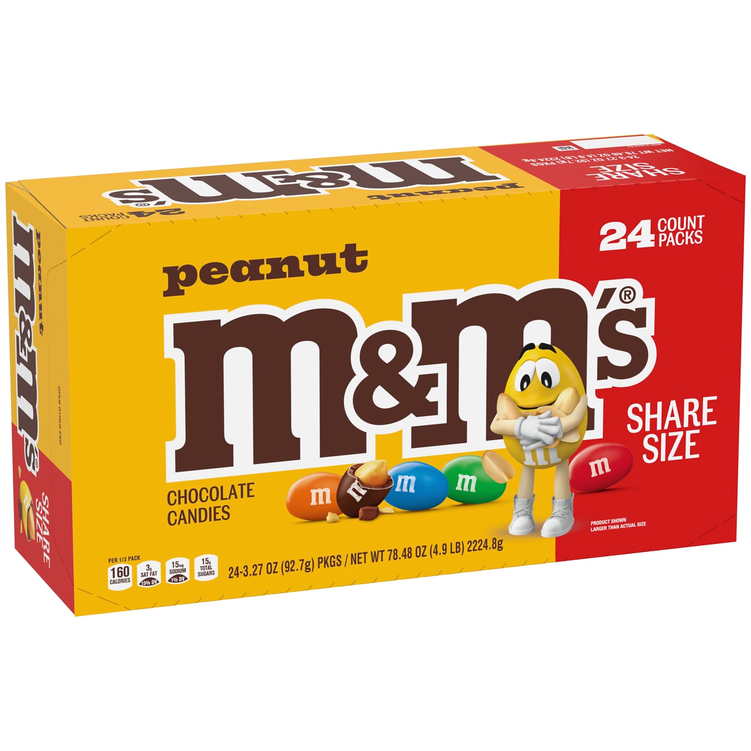 M&Ms Halloween Share Size Peanut Milk Chocolate Candy Pieces, 3.27 oz., 24 Bags/Box (MMM04432)