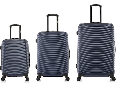 DUKAP ADLY Polycarbonate/ABS 3-Piece Luggage Set, Navy Blue (DKADLSML-BLU)