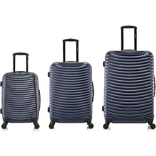 DUKAP ADLY Polycarbonate/ABS 3-Piece Luggage Set, Navy Blue (DKADLSML-BLU)