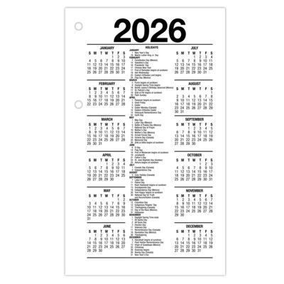 2026 AT-A-GLANCE 6" x 3.5" Daily Calendar Refill Pages, White/Black (E717T-50-26)