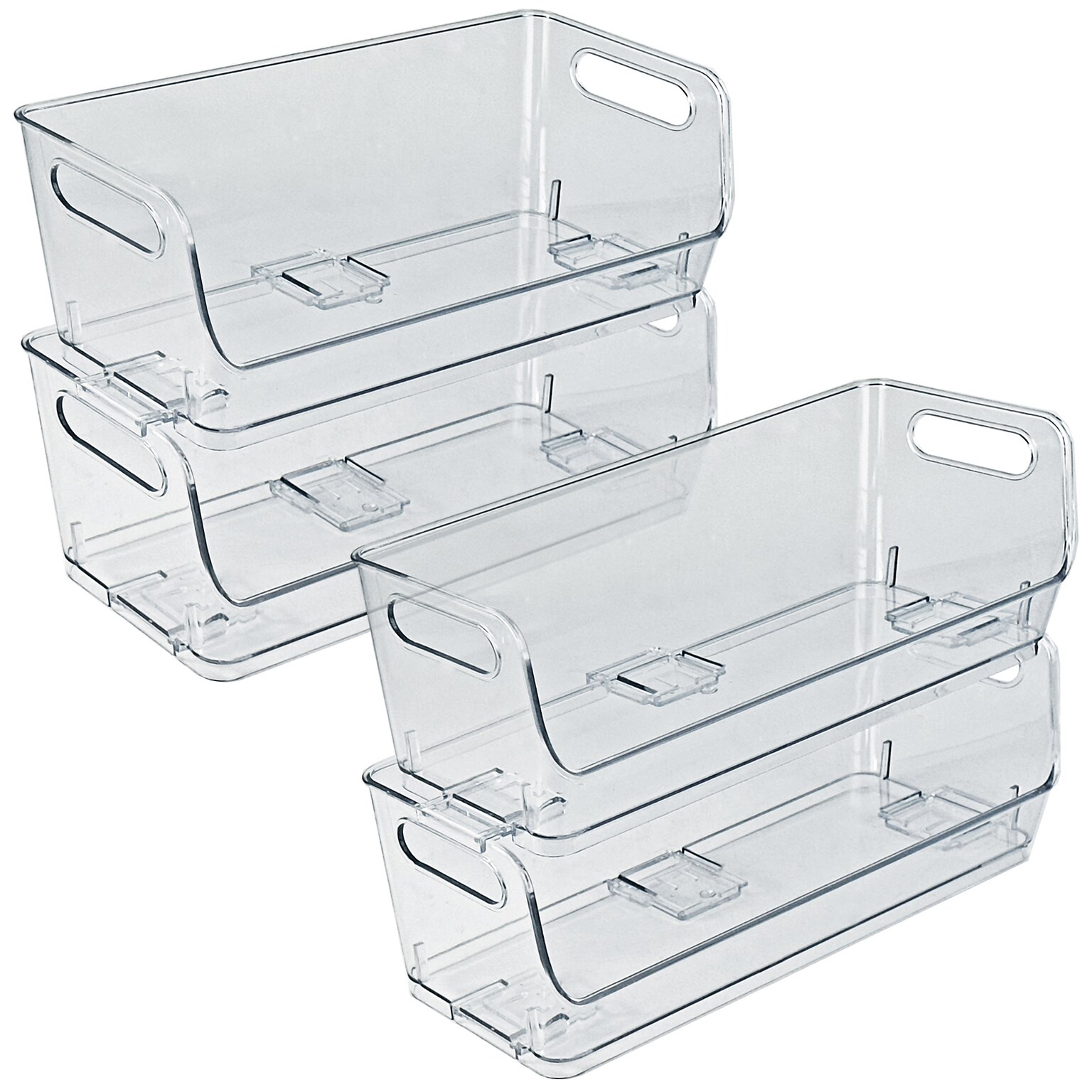 Azar Small Stackable Plastic Narrow Pantry Storage Bin, 4.37 x 12.87x 4.5, Clear, 4/Pack (556754-4PK)