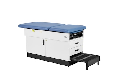 Viva Comfort Slimline Exam Table Base with Leg Rest, Step Stool and Drawers, 420 lbs. Capacity, Blue (996FBASEM2BLUMK)