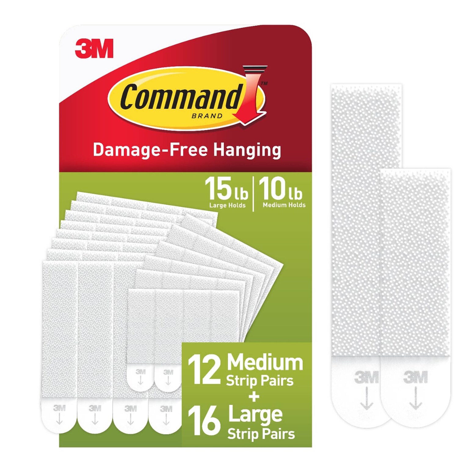 Command Assorted Hanging Strips, 15 lb., White, 28 Pairs/Pack (MMM1720928ES)