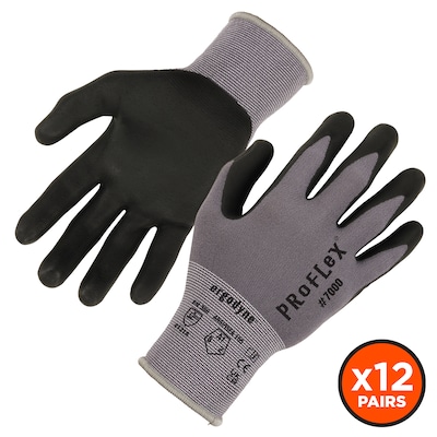 Ergodyne ProFlex 7000 Nitrile Coated Gloves, Microfoam Palm, ANSI Level 5 Abrasion Resistance, Gray,