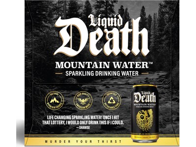Liquid Death Sparkling Mountain Water, 12 fl. oz., 6 Cans/Box, 4 Boxes/Carton (LD-12-S-4x6pk)