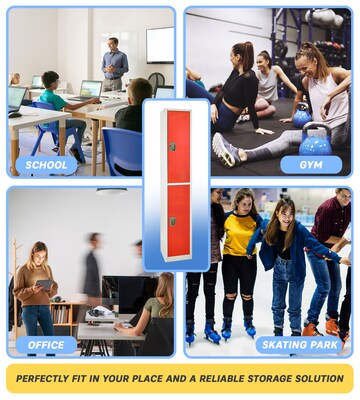 AdirOffice 72'' 2-Tier Red Storage Locker (629-202-RED)