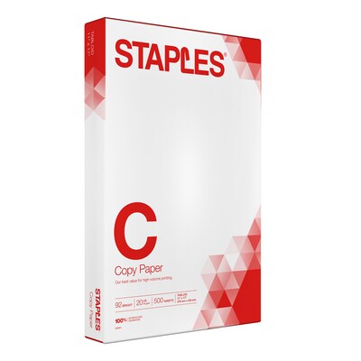 Staples 11 x 17 Copy Paper, 20 lbs., 92 Brightness, 500 Sheets/Ream (190450)