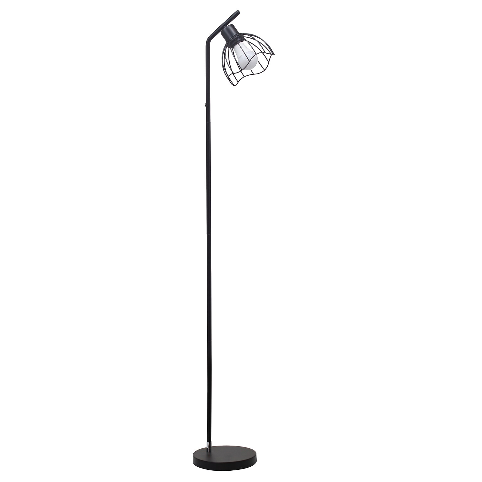 Simple Designs Sleek Essentials 54.5 Metal Floor Lamp with Wire Cage Shade, Black (LF1050-BLK)