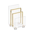 Mind Reader Cosmopolitan Collection 3-Compartment Acrylic Mail Sorter, Clear/Gold (COSFILE3-GLD)