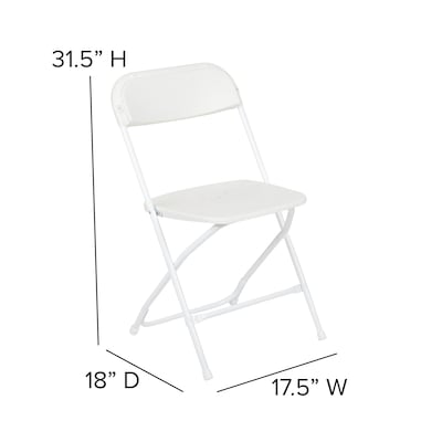 Flash Furniture Hercules™ Series Plastic Folding Chair, White, 2 Pack (2LEL3WHITE)