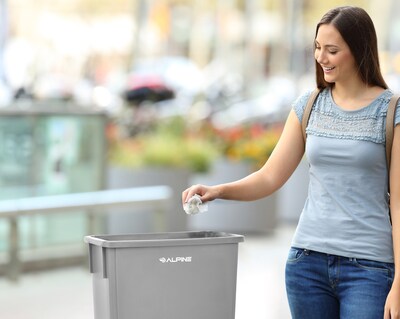 Alpine Industries Plastic Trash Can, 23 Gallon, Gray, 6/Pack (ALP477-GRY-6PK)