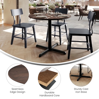 Flash Furniture Acadia 36" Round Wooden Dining Table with X-Base, Dark Brown/Black Base (STRD36WBRT3030)