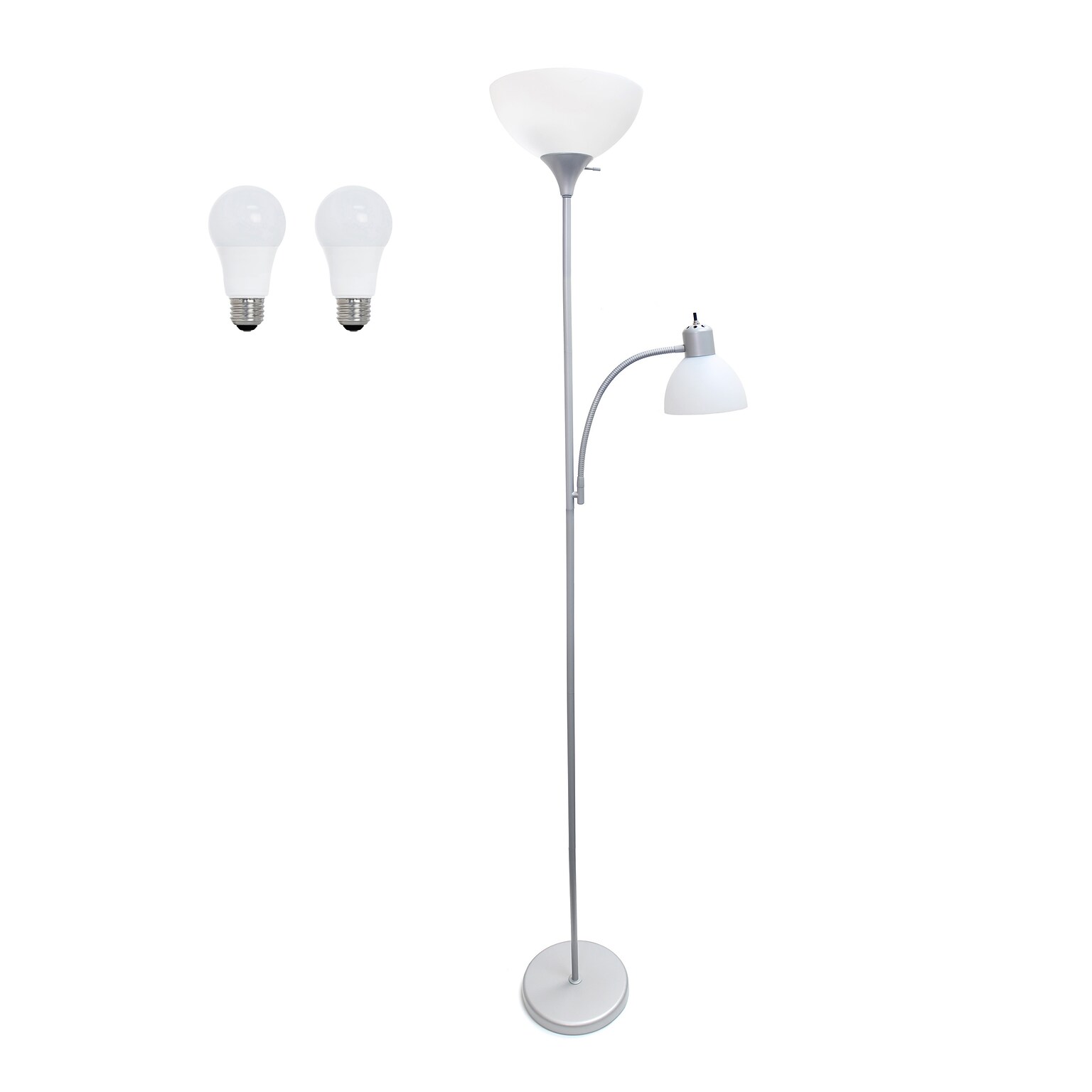 Creekwood Home Essentix 71.5 Floor Lamp with Dome Shade, Silver (CWF-3000-SL-LB)