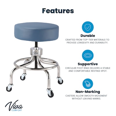 Viva Comfort Armless Vinyl Medical and Lab Stool, Blue (ADI910-02-BLU-MK)