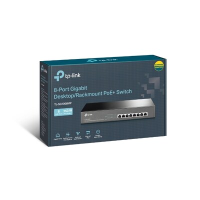 TP-LINK 8-Port Gigabit Ethernet Unmanaged Switch, Black (TL-SG1008MP)