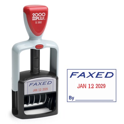 2000 Plus Self-Inking Dater and Message Stamp, FAXED, Blue and Red Inks (011032)