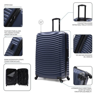 DUKAP Adly 33.27 Hardside Suitcase, 4-Wheeled Spinner, TSA Checkpoint Friendly, Blue (DKADL00XL-BLU)