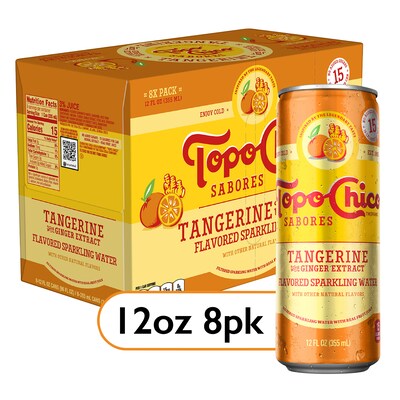 Topo Chico Sabores Tangerine Ginger Sparkling Water, 12 oz., 8 Cans/Pack (412571)