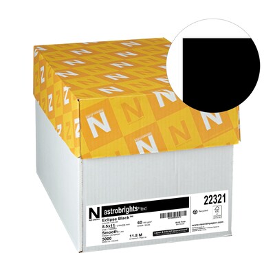 Astrobrights 8.5 x 11 Color Writing Paper, 24 lbs., Eclipse Black, 500 Sheets/Ream, 10 Reams/Carton (22321)