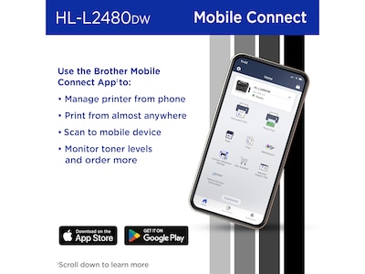 Brother HL-L2480DW Compact Wireless Black & White Laser Printer, Copy & Scan, Refresh Subscription Ready