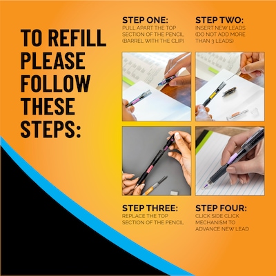 BIC Break Resistant Mechanical Pencil Lead and Eraser Refills, 12/Pack (LMV7PR42-AST)