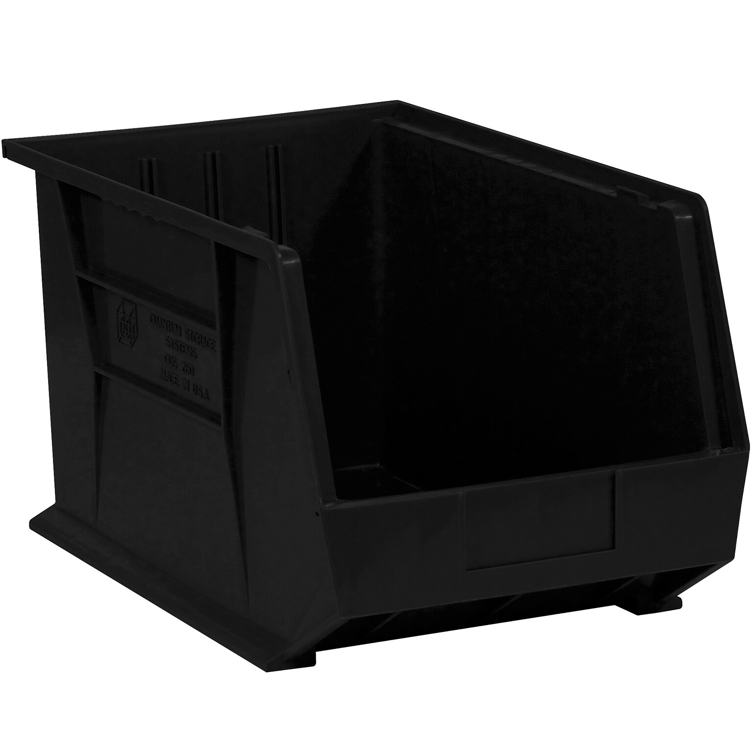 Quill Brand Stack & Hang Stackable Plastic Storage Bin, 18 x 11x 10, Black, 4/Carton (BINP1811K)