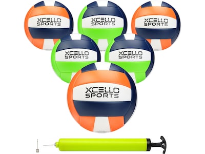 Xcello Sports Volleyballs, Assorted Colors, 6/Pack (XS-VB-6-ASST)