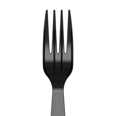 Dixie Individually Wrapped Polystyrene Fork, Medium-Weight, Black, 1000/Carton (FM53C7)