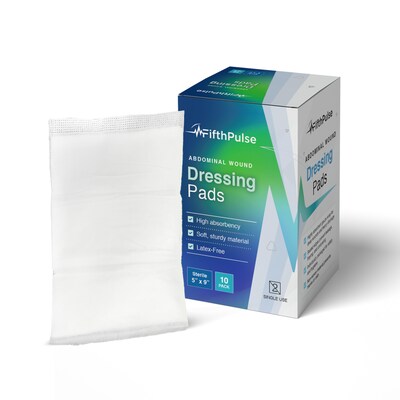 FifthPulse Sterile Abdominal Wound Dressing Pads, 5 x 9, 10/Pack (FMN100527)