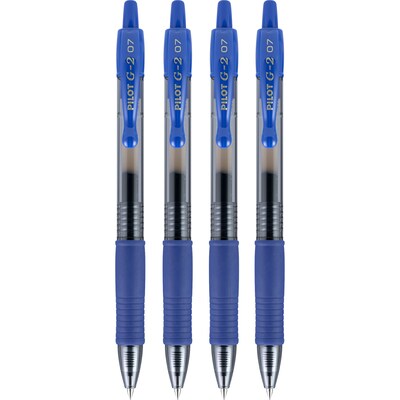 Pilot G2 Retractable Gel Pens, Fine Point, Blue Ink, 4/Pack (31058)