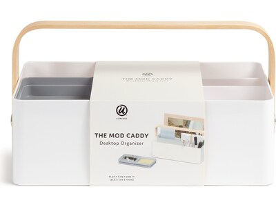 U Brands Mod Caddy 4-Compartment Plastic Desk Storage, White, 2 Pieces (5387U00-01)