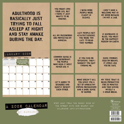 2026 TF Publishing Of Sarcasm 12" x 12" Monthly Wall Calendar (26-1100)