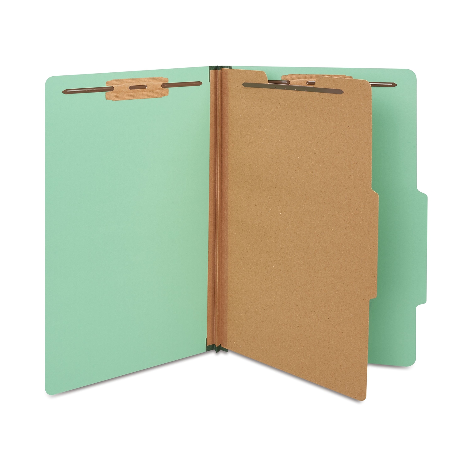 Staples 60% Recycled Pressboard Classification Folder, 1-Divider, 1.75 Expansion, Legal Size, Light Green, 20/Box