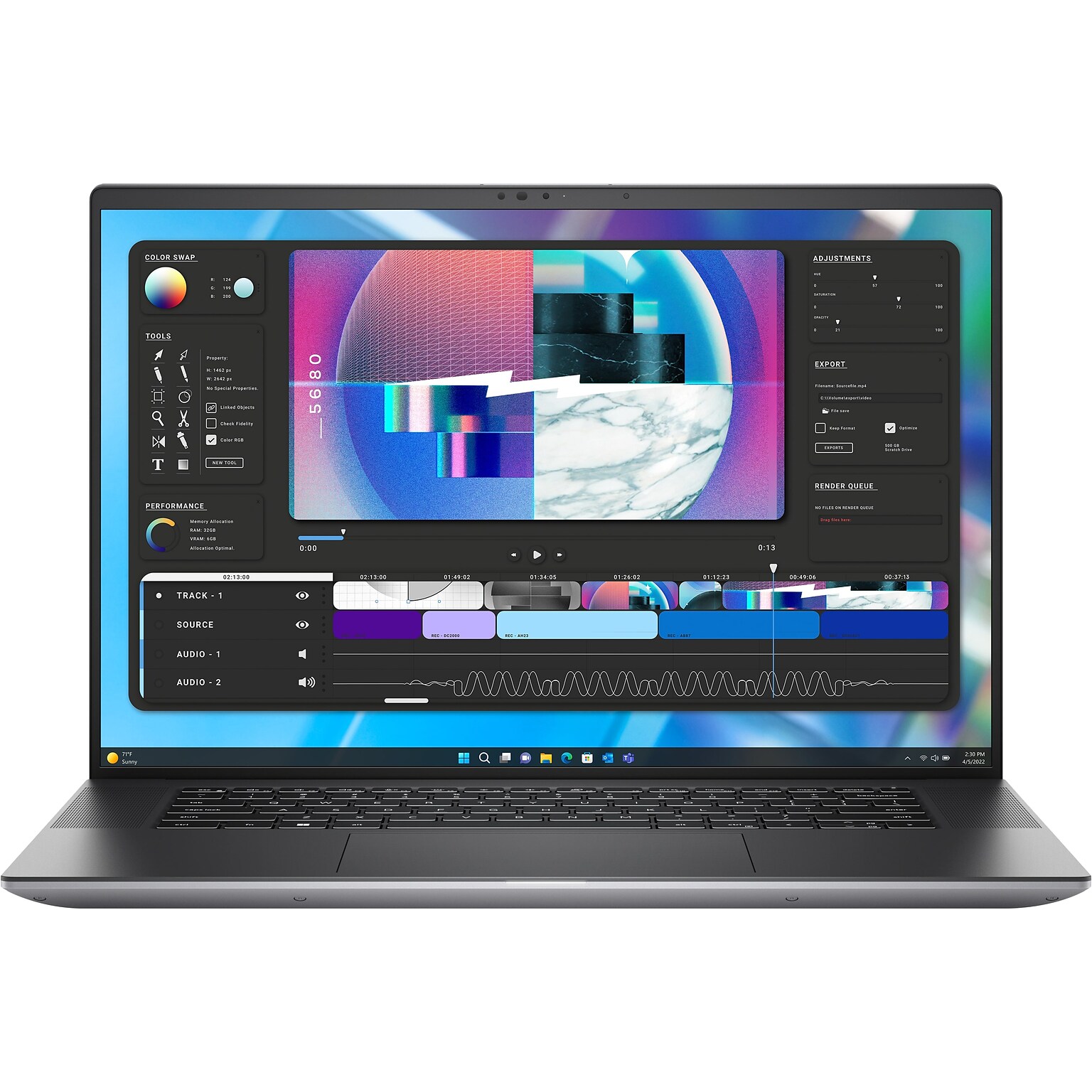 Dell Precision 5680 16 Laptop, Intel Core i7-13800H, 32GB Memory, 1TB SSD, Windows 11 Pro (W34RN)