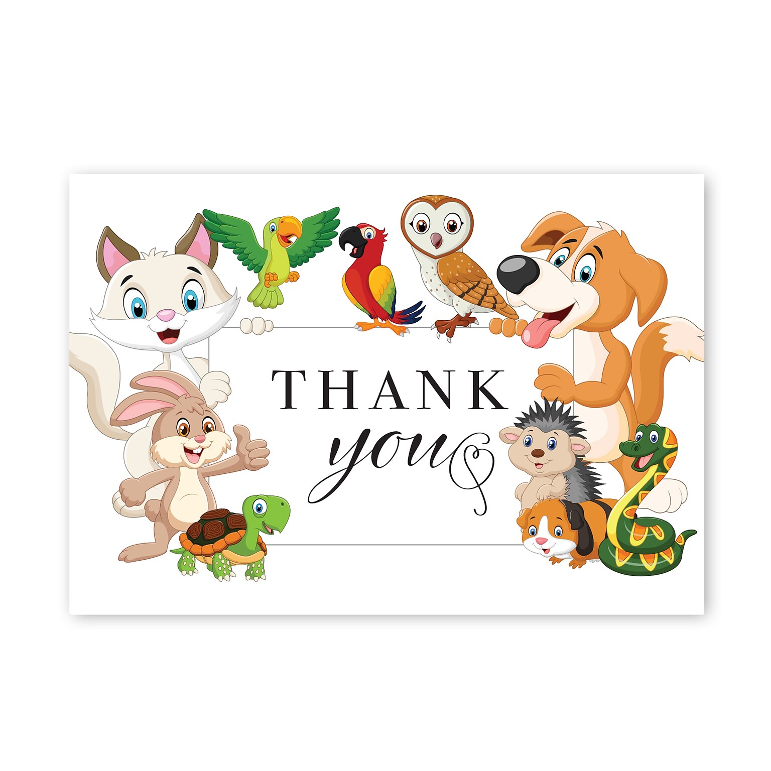 Great Papers Whimisical Animal Pals General Use Thank You Notecard Kits, Multicolored, 24/Pack (2025026)