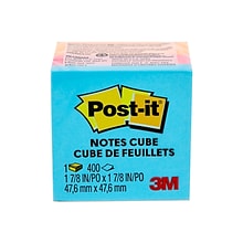Post-it® Notes Cube, 2 in x 2 in, Assorted Bright Colors, 400 Sheets/Cube