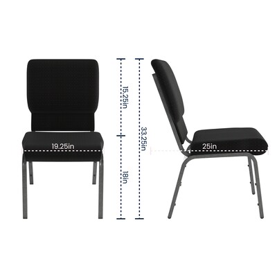 Flash Furniture HERCULES Series Fabric Stacking Church Chair, Black Patterned/Silver Vein Frame (FCH185SVJP02)