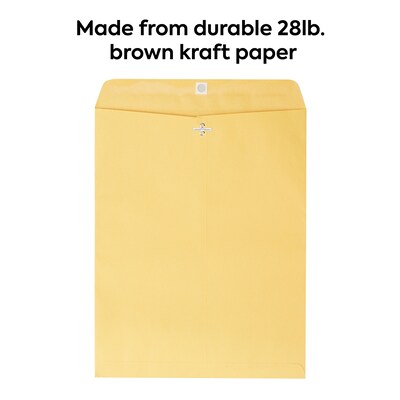 Staples 11.5 x 14.5 Kraft Clasp Catalog Envelopes, Brown, Heavyweight Metal Clasp & Gummed Seal, 100/Box