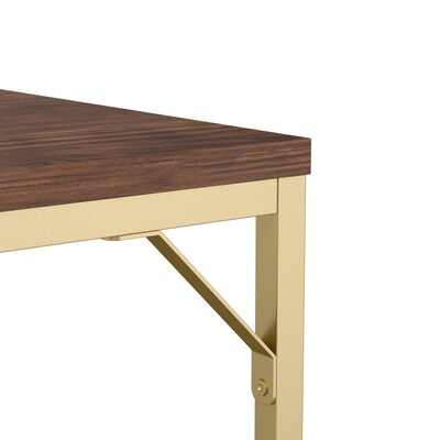 Martha Stewart Noah 47"W Home Office Parsons Desk, Walnut/Polished Brass (XUMBLK106BRGLD)